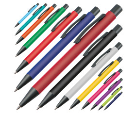 Plastic ballpoint pen with metal clip