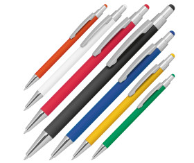 Metal ballpen with rubber coating and touch function