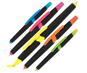 Plastic ballpen with highlighter and touch function