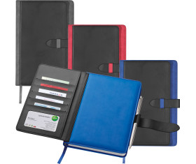 Notebook with business card compartments