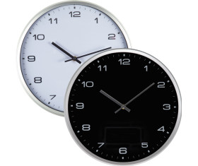 Wall clock with silver frame and click system