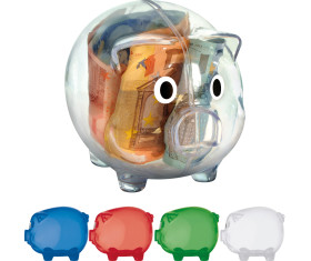 Transparent piggy bank