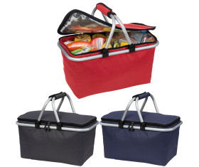 Foldable polyester shopping basket with insulating function