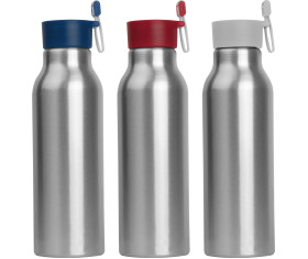 Metal drinking bottle with silicone lid