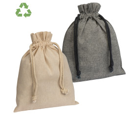 Medium drawstring bag made from recycled cotton