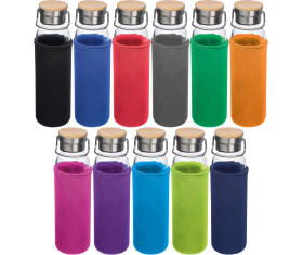 Glass bottle with neoprene sleeve, 600ml