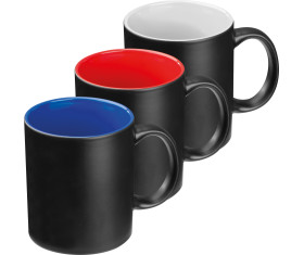 Black mug with colored inside