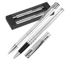 Writing set with ball pen and rollerball pen