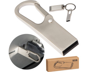 Metal USB stick with carabiner - 8GB