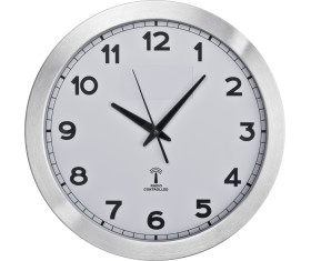 Round media clock made of metal