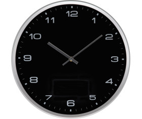 Wall clock with silver frame and click system