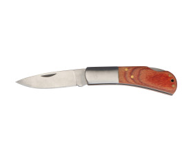 Folding knife with wooden handle