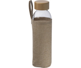 Glass bottle with bamboo lid and Jute cover