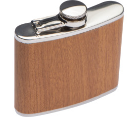 Stainless Steel Hip Flask with wooden Coating