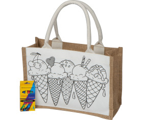 Jute cotton bag for colouring in