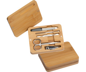 Manicure set in bamboo case