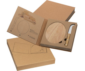 Cheese set with wooden cutting board