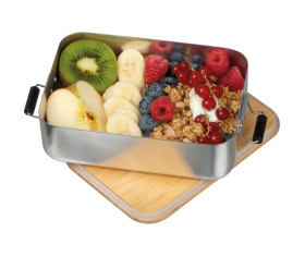 Stainless steel lunchbox with bamboo lid