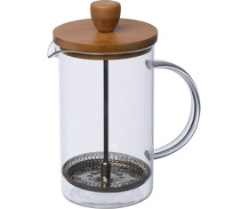 Glass coffee or tea maker with a bamboo lid