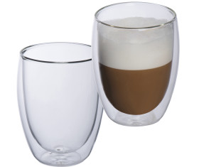 Set of 2 double-walled capuccino cups; 2 x 350 ml