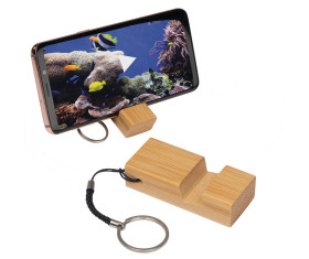 Keychain with mobile stand made from bamboo