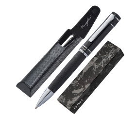 Ferraghini ball pen with twist mechanism with cloth cover in artificial leather case