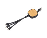 retractable charging cable with bamboo decoration