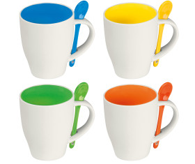 Tasse aus Porzellan mit Löffel, 250ml