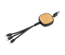 câble de recharge rétractable avec embout en bambou