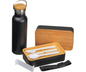 Set lunchbox et bouteille isolée