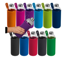 Drinkfles met neopreensleeve en inhoud van 1 liter