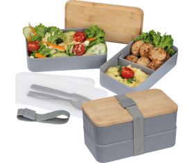 Dubbel-laags lunchbox van PP en bamboe