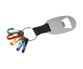 Sleutelhanger met flessenopener en 5 mini karabijnhaken